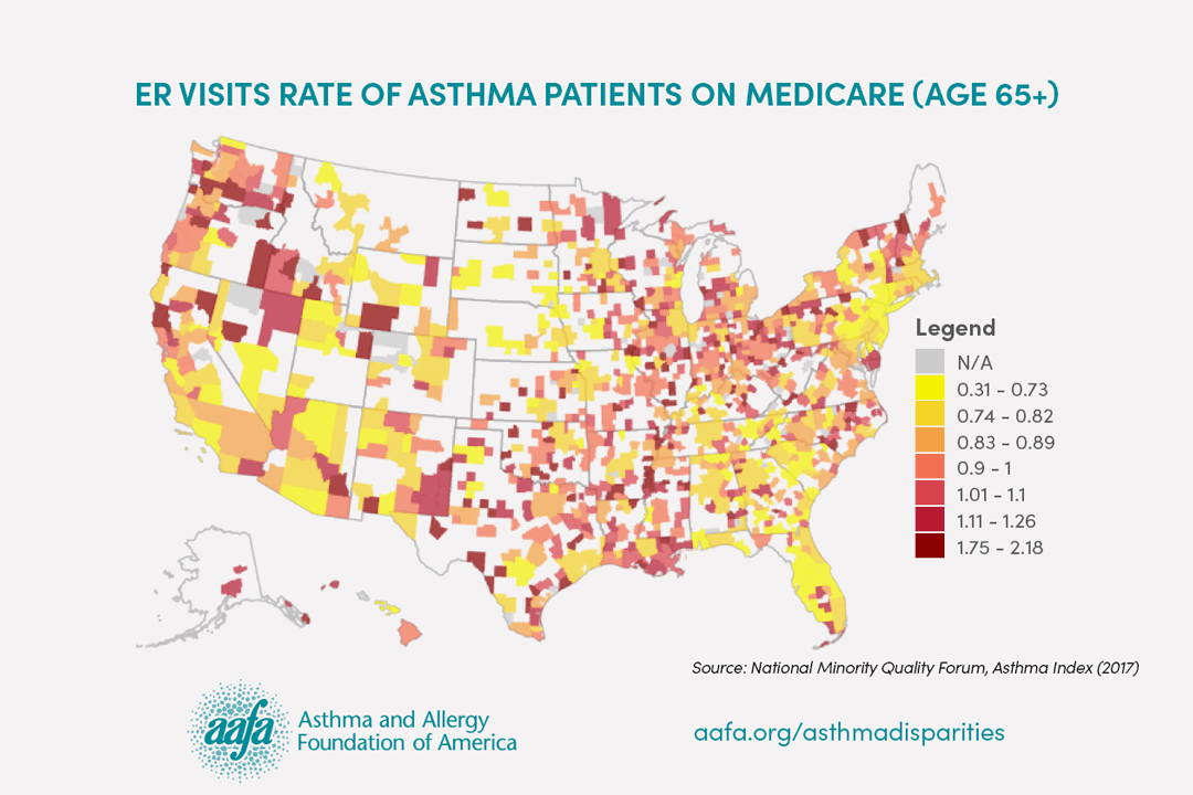 Black and Hispanic older adults go to the emergency room for asthma more than 1.5 times than older white adults.