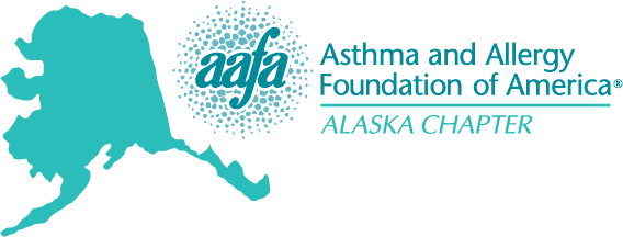 Map of Alaska and text Asthma and Allergy Foundation of America Alaska Chapter