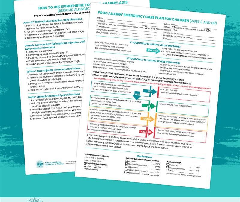 NEW: Food Allergy Emergency Care Plan Empowers Self-Care and Reduces Health Care Costs