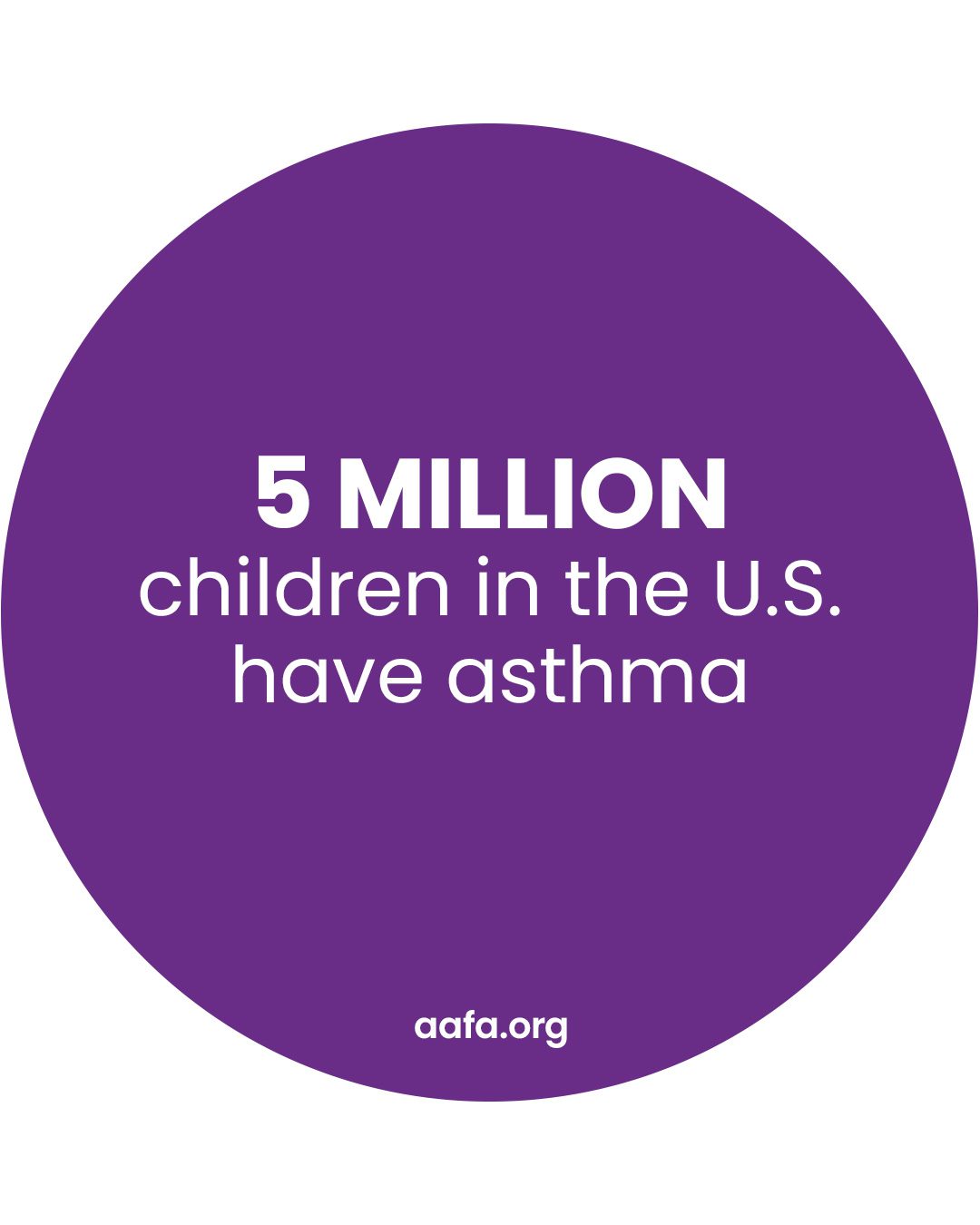 Purple circle with text 5 MILLION children in the U.S. have asthma.